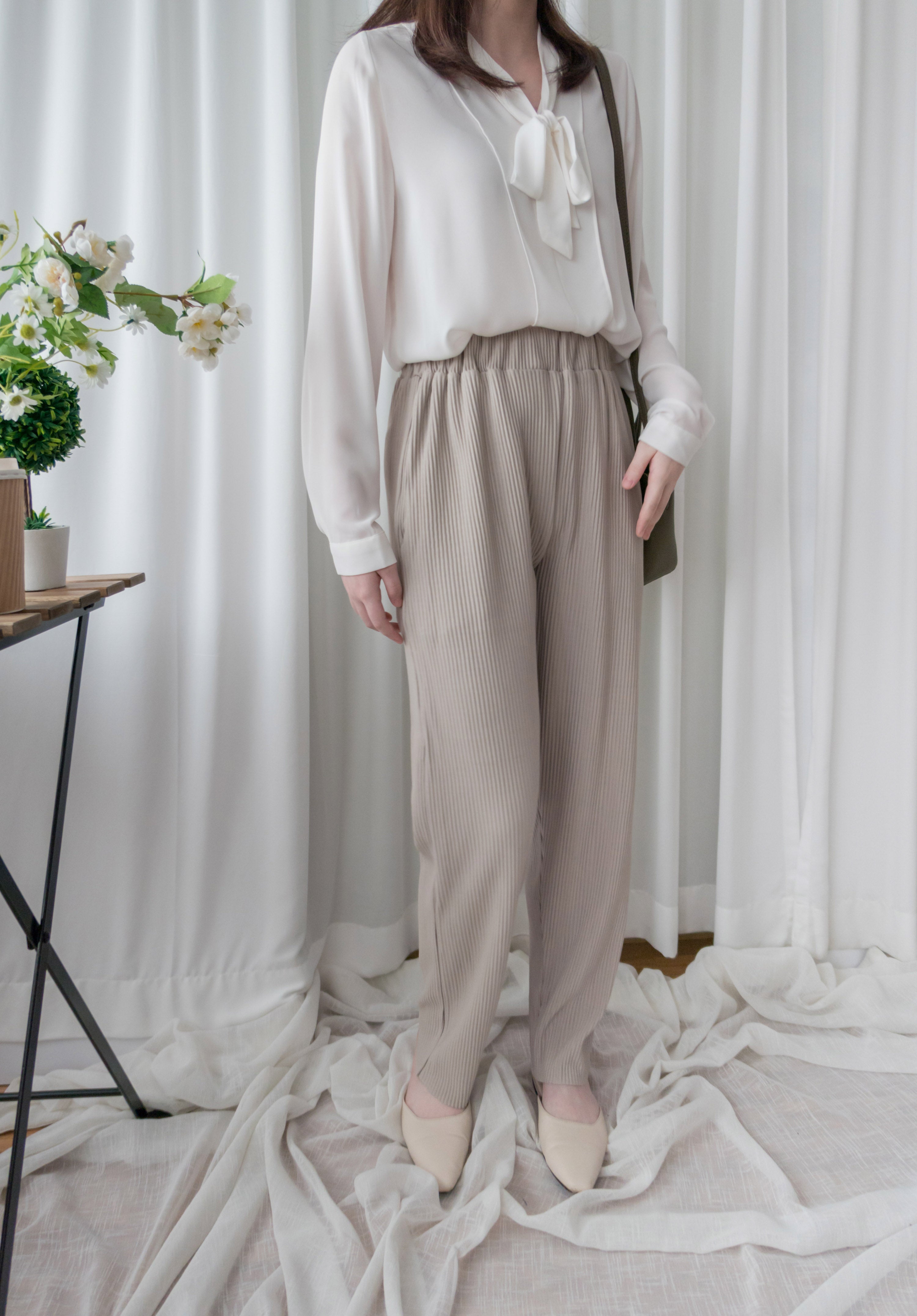 Stripe Carrot 防皺隨性寬鬆坑紋蘿蔔褲, Pants/ PT8377