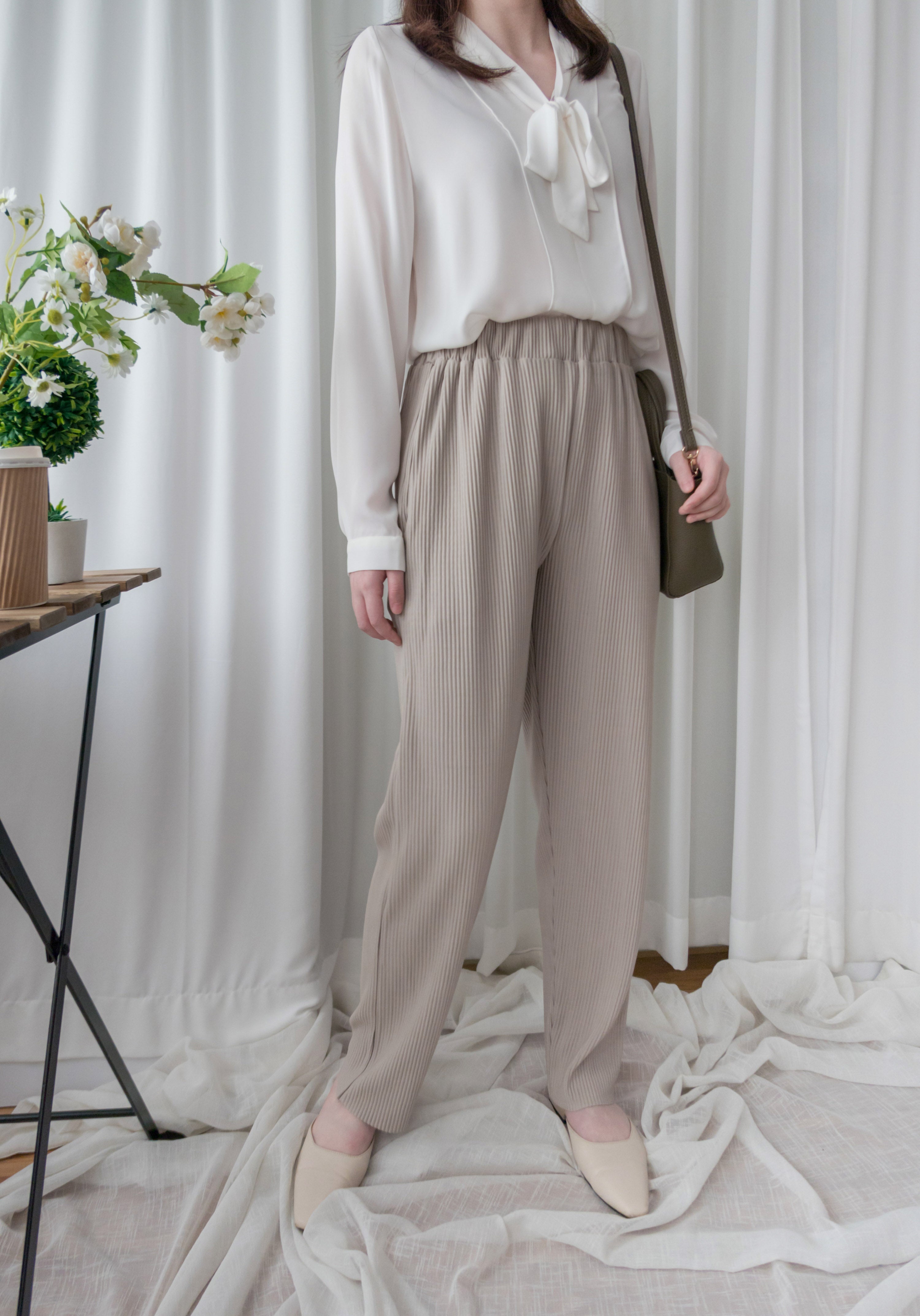 Stripe Carrot 防皺隨性寬鬆坑紋蘿蔔褲, Pants/ PT8377