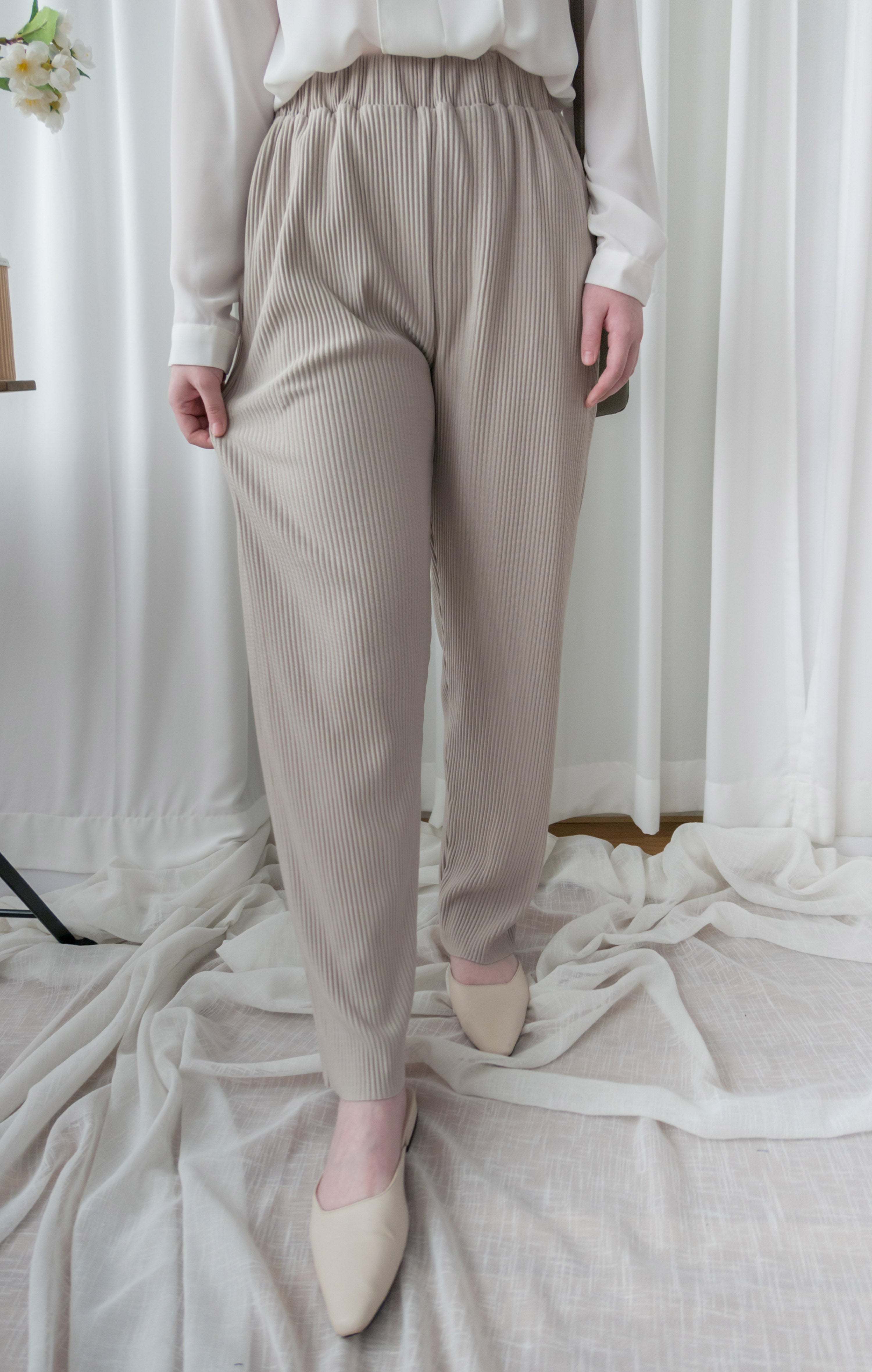 Stripe Carrot 防皺隨性寬鬆坑紋蘿蔔褲, Pants/ PT8377
