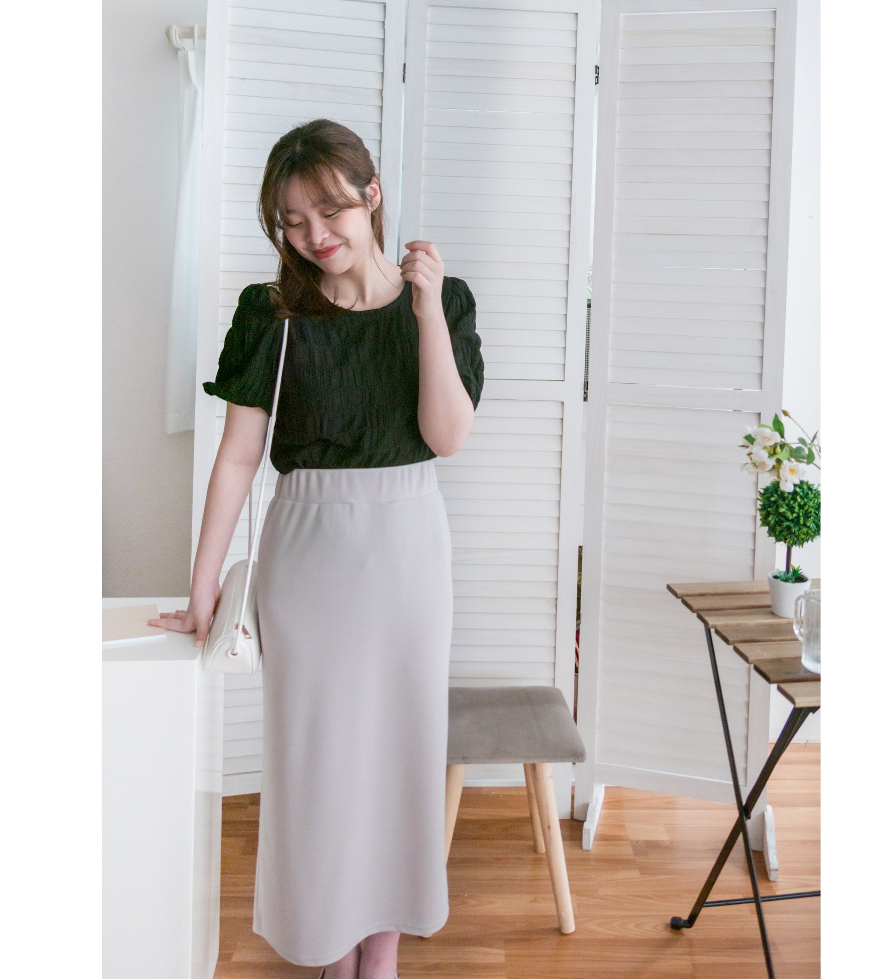 Lady Elastic 彈性直身簡約斯文後開叉半身裙, Skirt / SK8689 (black sold out)