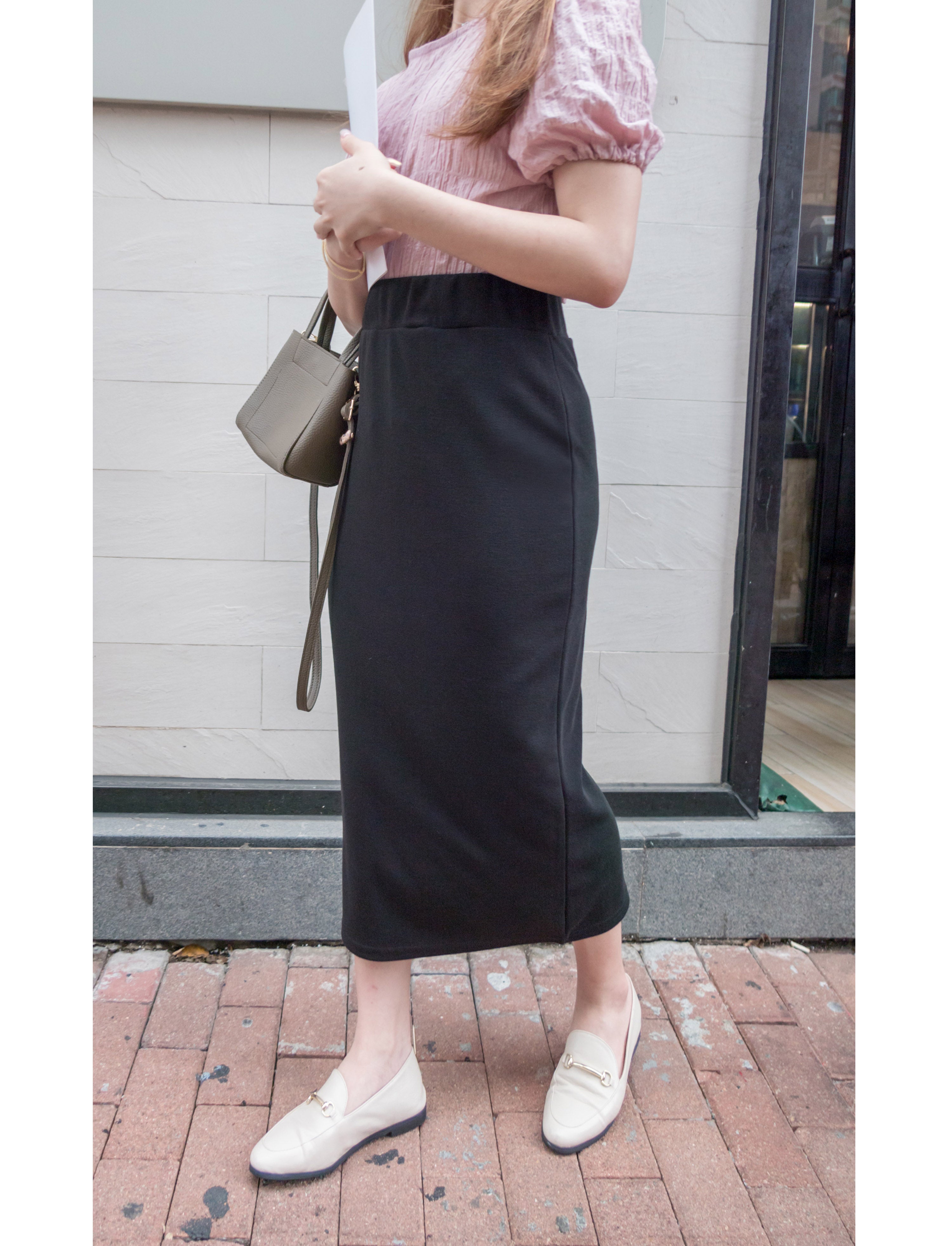 Lady Elastic 彈性直身簡約斯文後開叉半身裙, Skirt / SK8689 (black sold out)