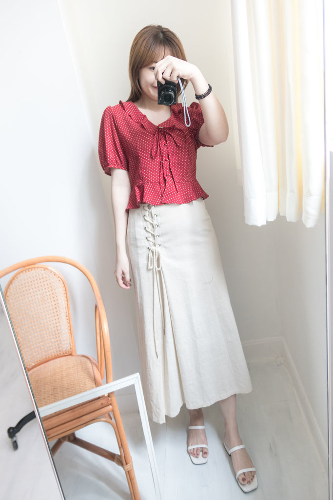 立體荷葉圓點波浪尾, Blouse/ L002