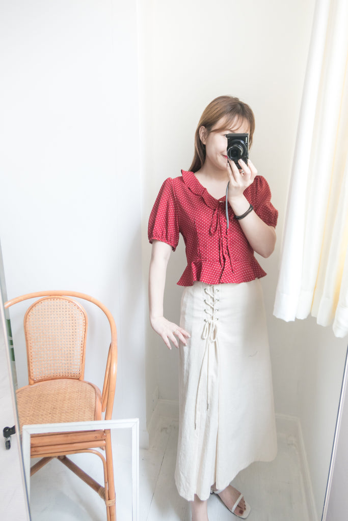 立體荷葉圓點波浪尾, Blouse/ L002