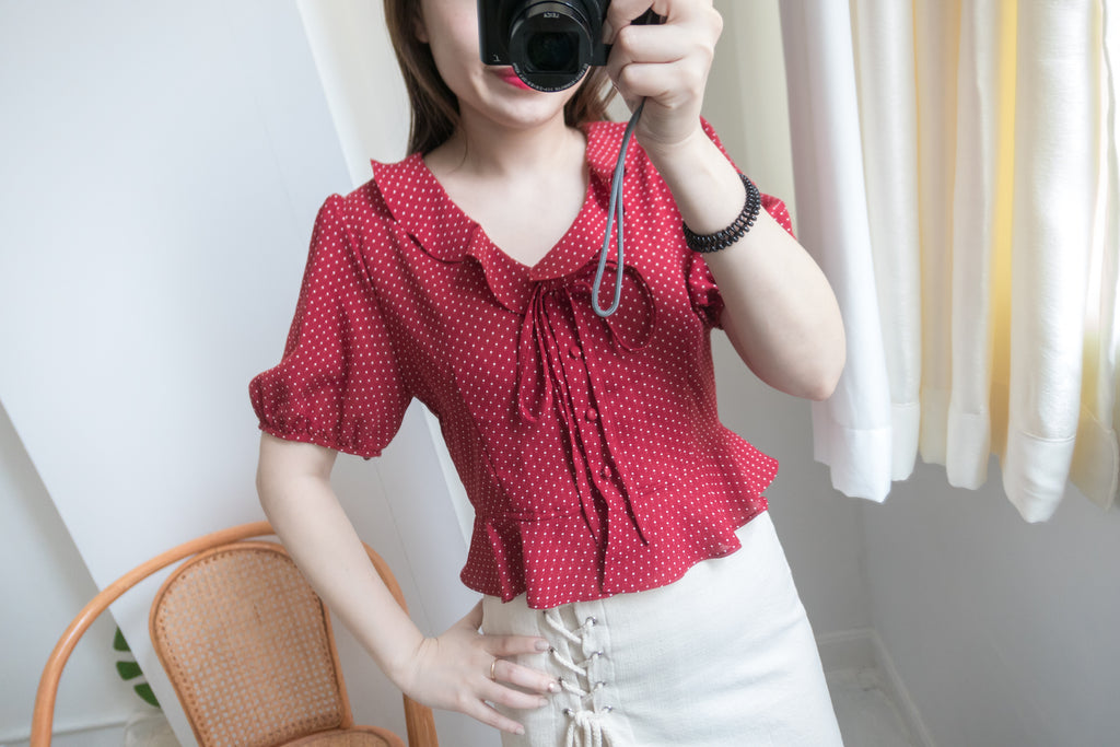 立體荷葉圓點波浪尾, Blouse/ L002