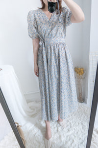 BabyBlue 耀眼藍色粉蝶花假腰帶小蓬裙, Dress/ DS8687