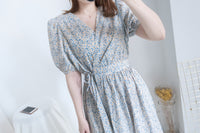 BabyBlue 耀眼藍色粉蝶花假腰帶小蓬裙, Dress/ DS8687