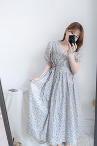 BabyBlue 耀眼藍色粉蝶花假腰帶小蓬裙, Dress/ DS8687