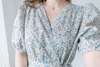 BabyBlue 耀眼藍色粉蝶花假腰帶小蓬裙, Dress/ DS8687