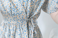 BabyBlue 耀眼藍色粉蝶花假腰帶小蓬裙, Dress/ DS8687