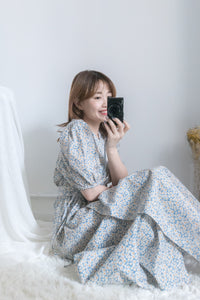 BabyBlue 耀眼藍色粉蝶花假腰帶小蓬裙, Dress/ DS8687