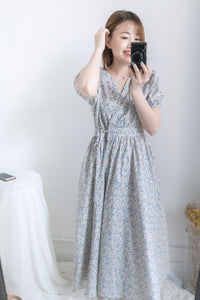 BabyBlue 耀眼藍色粉蝶花假腰帶小蓬裙, Dress/ DS8687