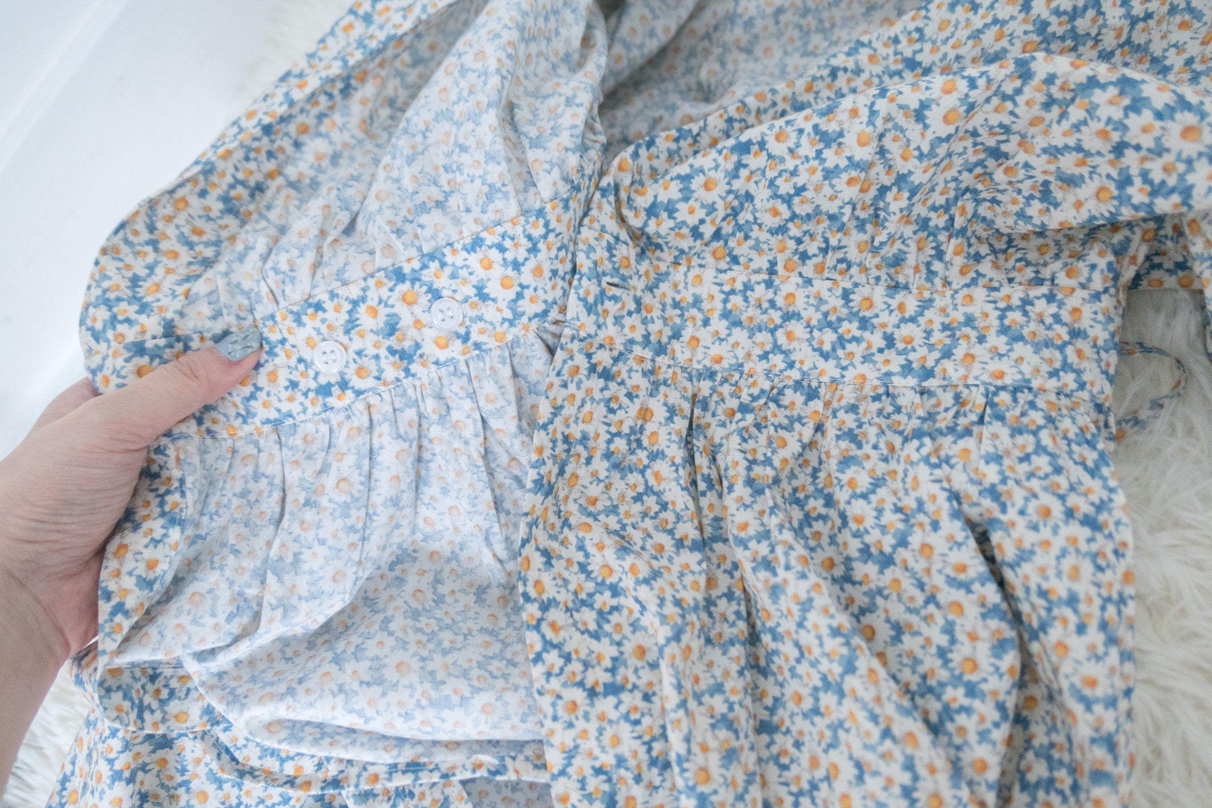 BabyBlue 耀眼藍色粉蝶花假腰帶小蓬裙, Dress/ DS8687