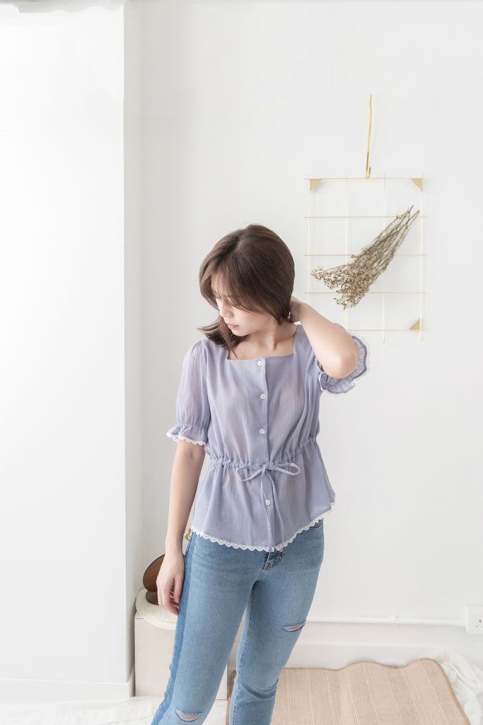 Side border 全條彈性低調小破洞雙色牛仔褲, Jeans/ PT8281