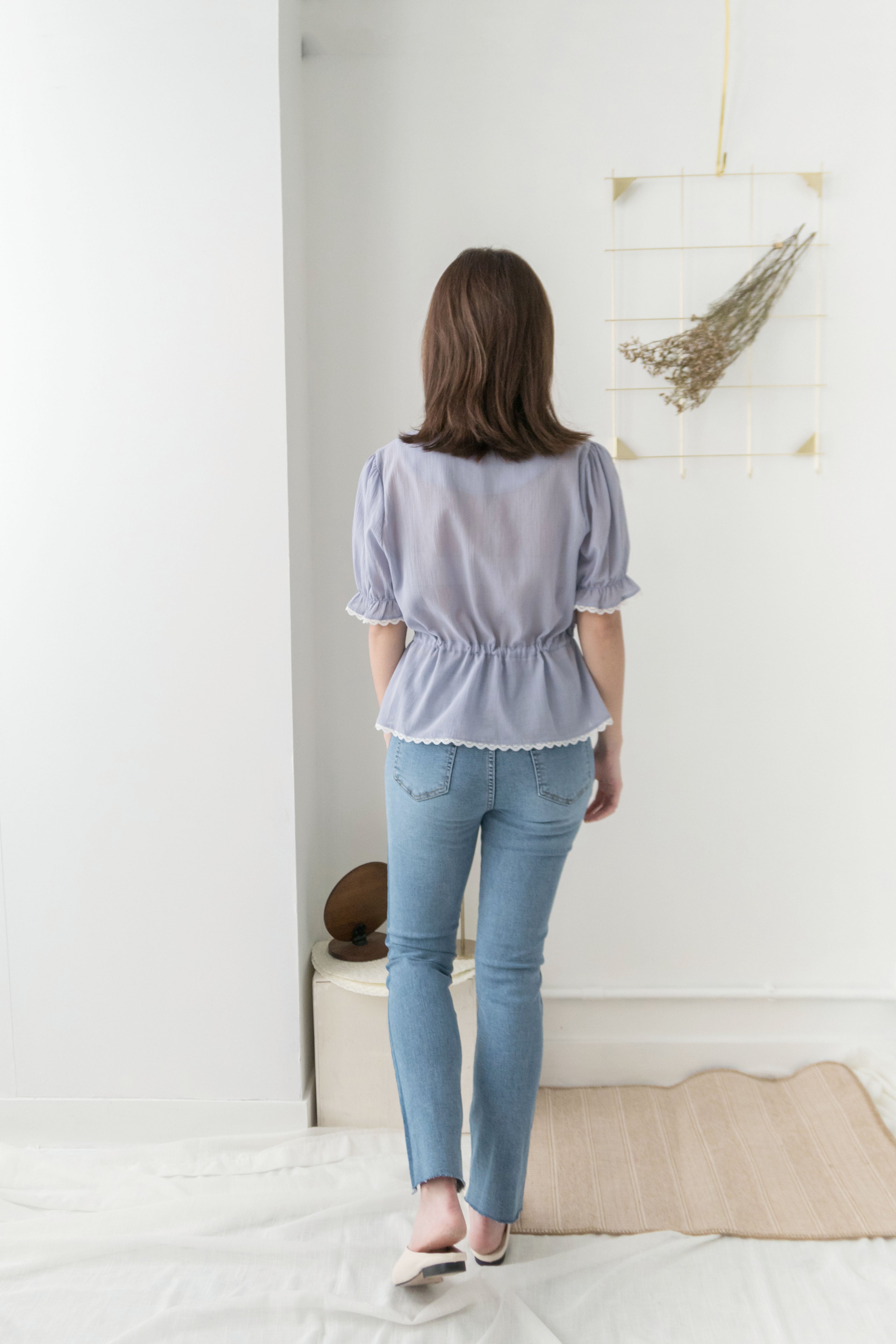 Side border 全條彈性低調小破洞雙色牛仔褲, Jeans/ PT8281