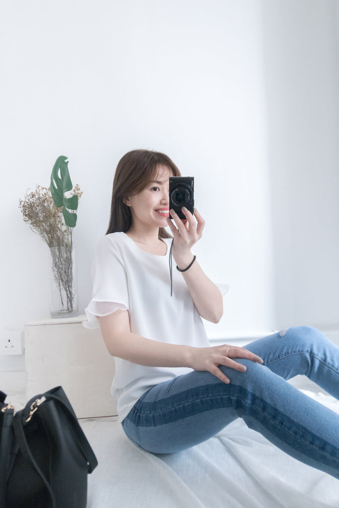 Side border 全條彈性低調小破洞雙色牛仔褲, Jeans/ PT8281