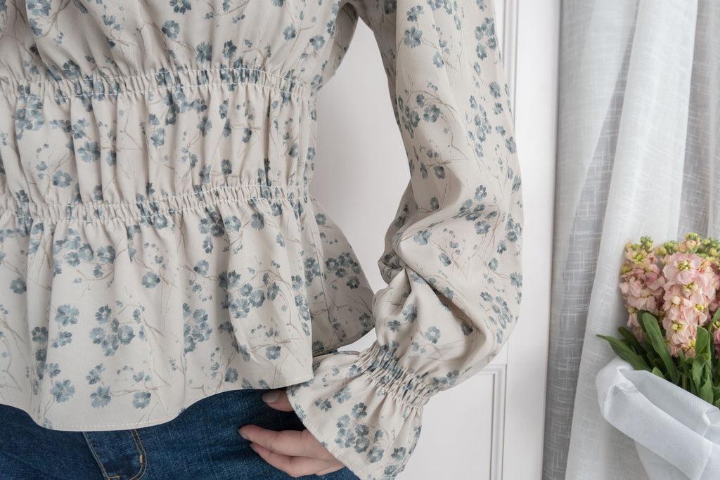 Branches 顯瘦氣質水彩花枝雙橡筋修腰, Blouse/ BU8612
