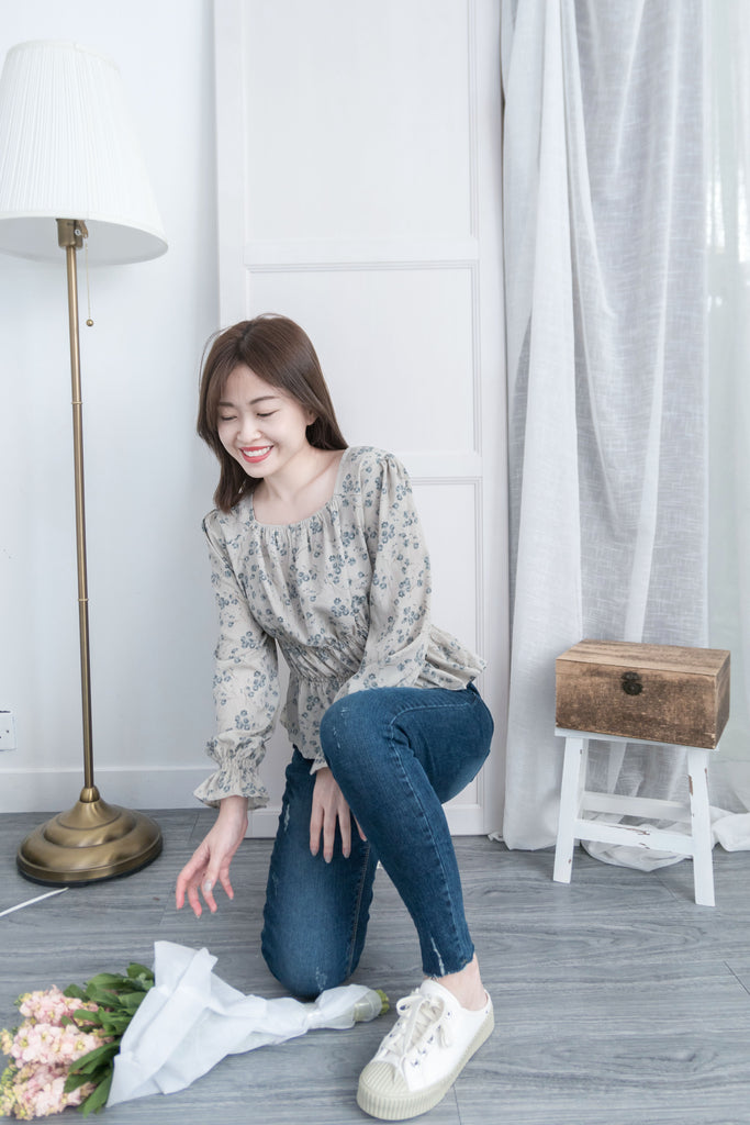 Branches 顯瘦氣質水彩花枝雙橡筋修腰, Blouse/ BU8612