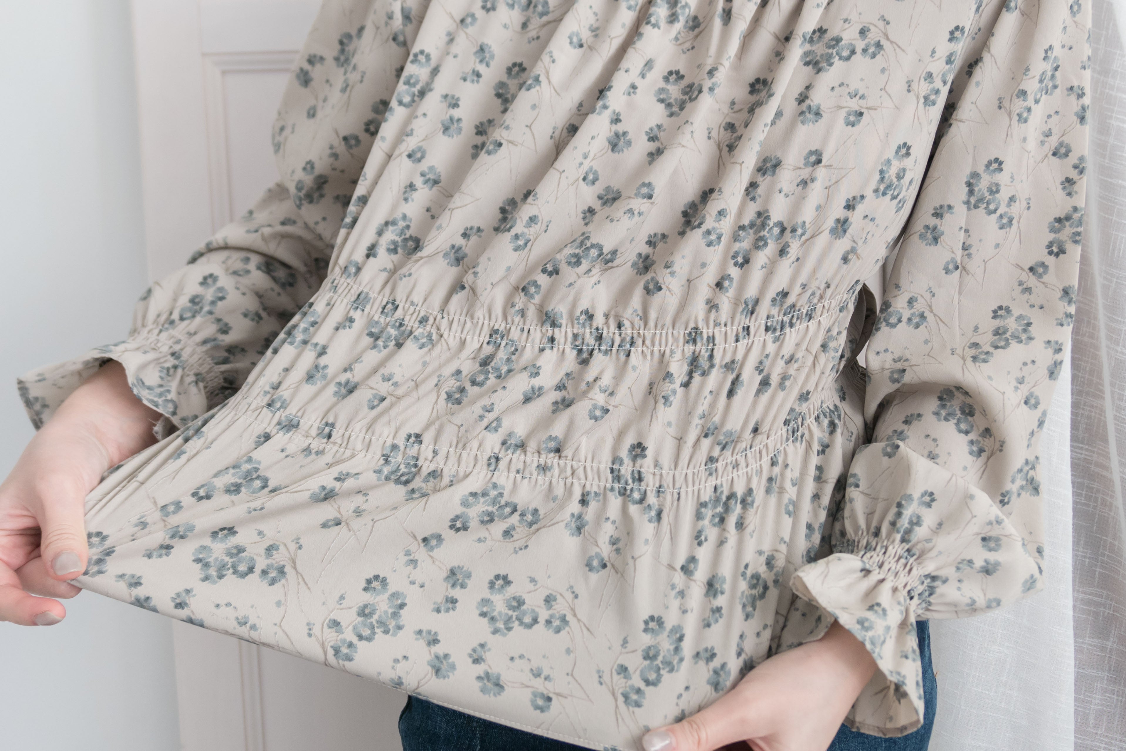 Branches 顯瘦氣質水彩花枝雙橡筋修腰, Blouse/ BU8612