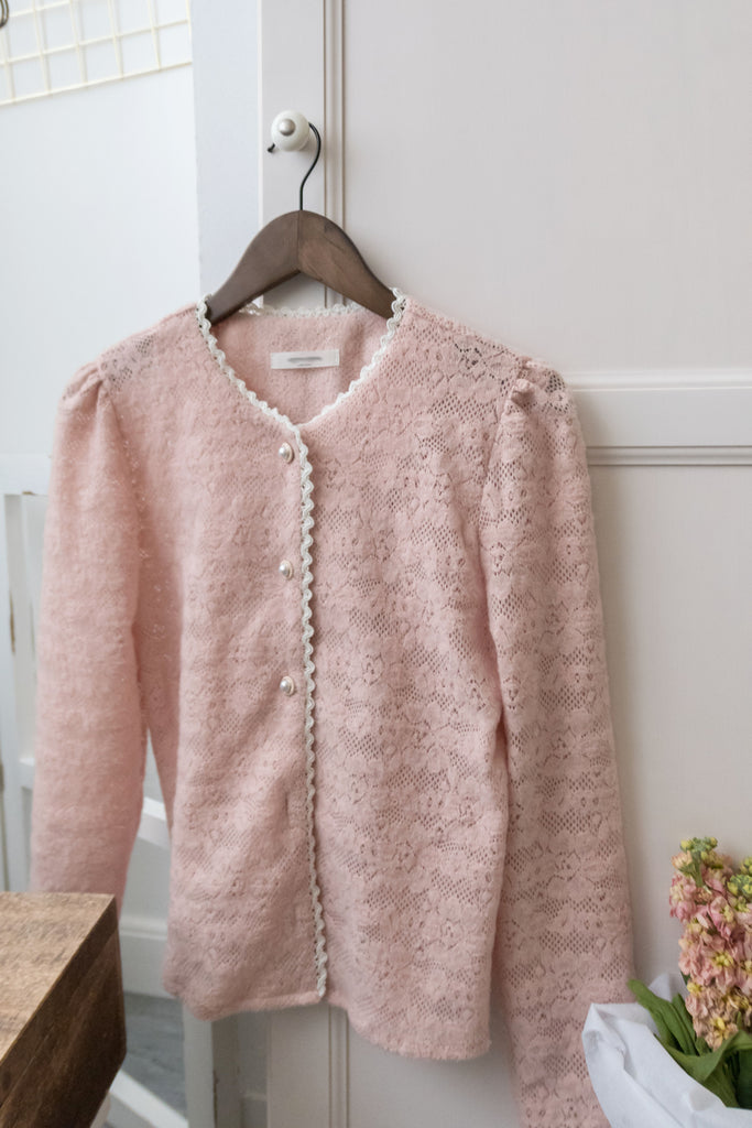 Romance Lace 粉色微彈幼細雕花邊蕾絲紋, Blouse or Outer/ BU8614