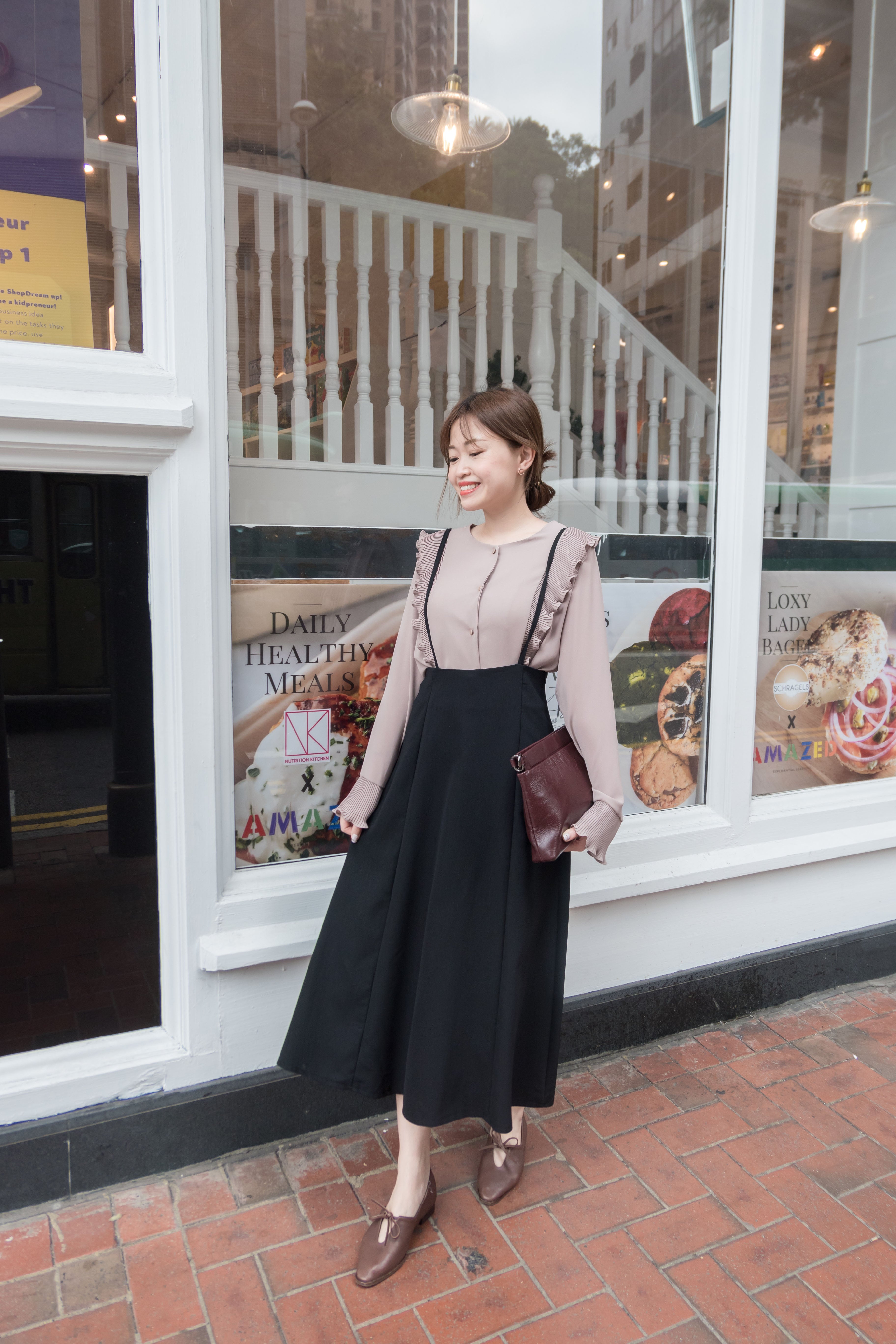 Ruffle 粉杏雪紡百褶波浪衫身手袖, Blouse/ BU8623