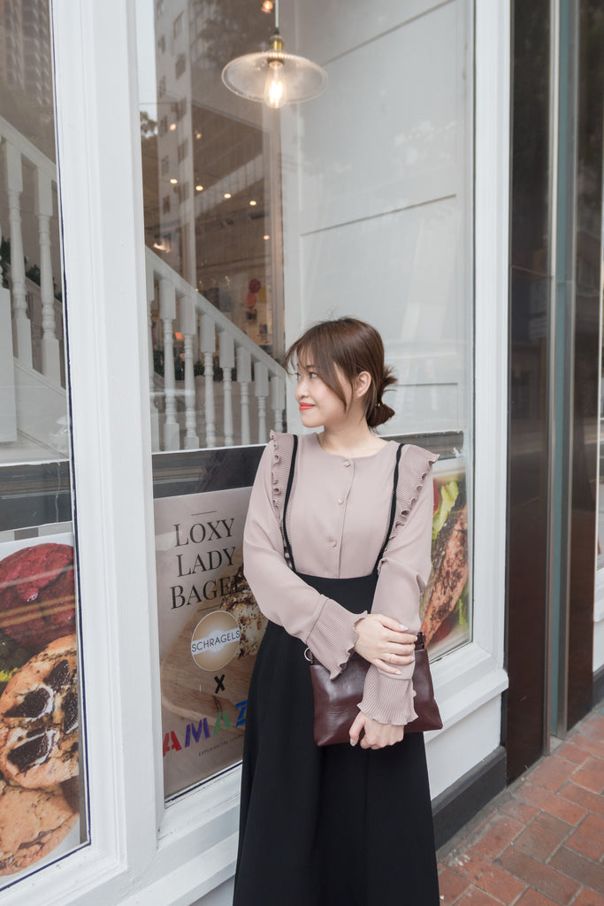 Ruffle 粉杏雪紡百褶波浪衫身手袖, Blouse/ BU8623