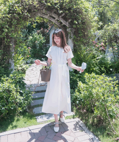 Anden 柔軟彈性寬鬆修腰直紋裙, Dress/ DS8935