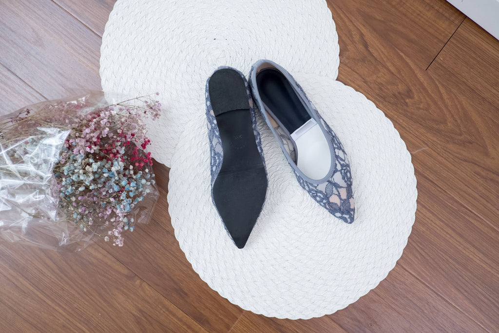 Greyishblue-Lace 內裡透視優雅蕾絲, Pointed shoes/ SH8058