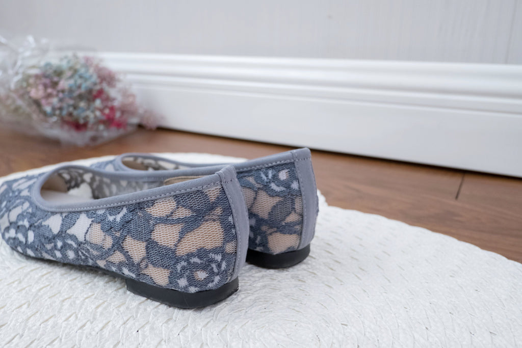 Greyishblue-Lace 內裡透視優雅蕾絲, Pointed shoes/ SH8058