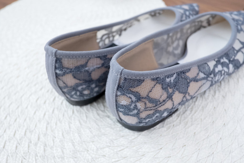 Greyishblue-Lace 內裡透視優雅蕾絲, Pointed shoes/ SH8058