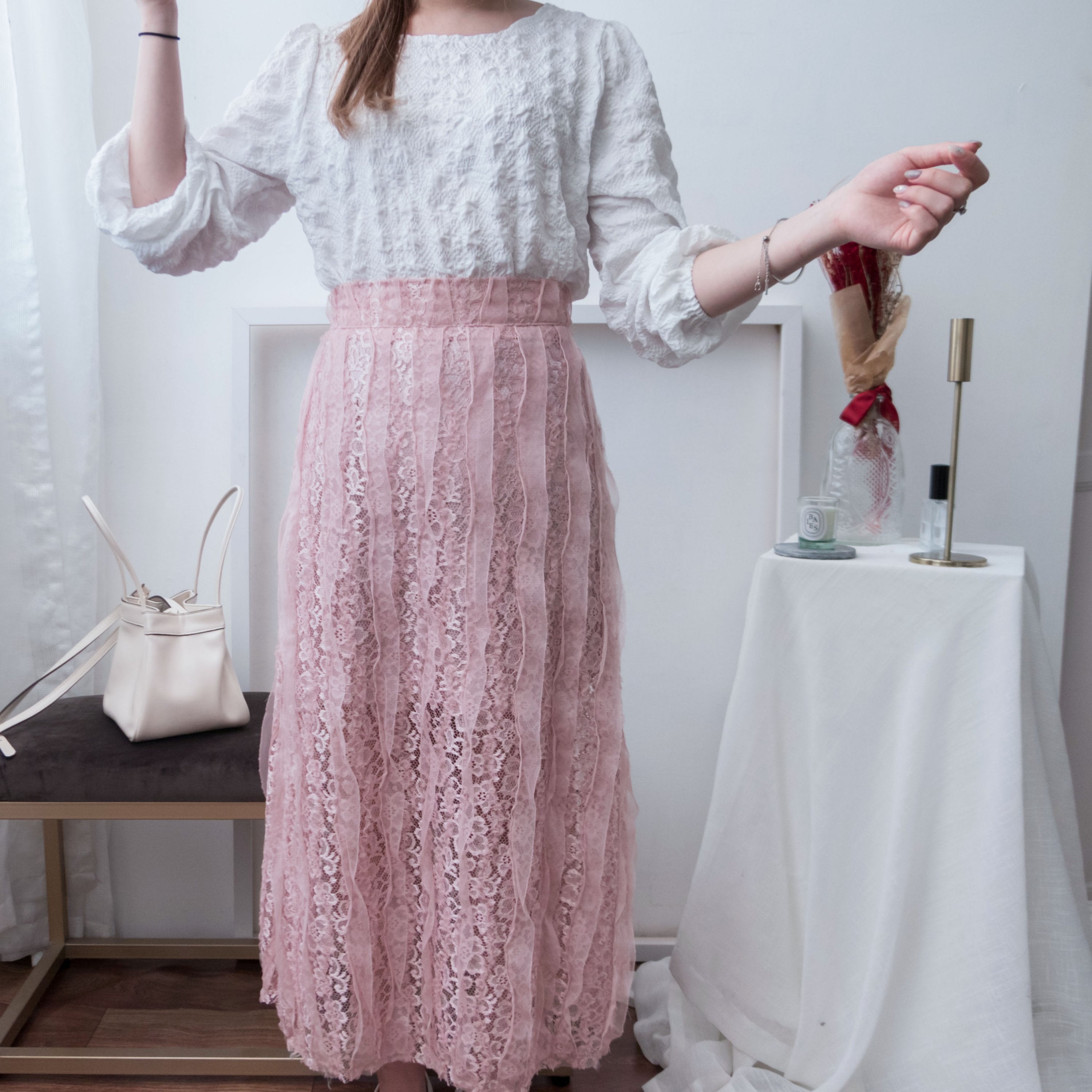 Veil 氣質紗感通花裙, Skirt/ SK8579