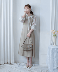 Button Waist Dress 輕復古雙鈕扣修腰背心裙/ DS1102