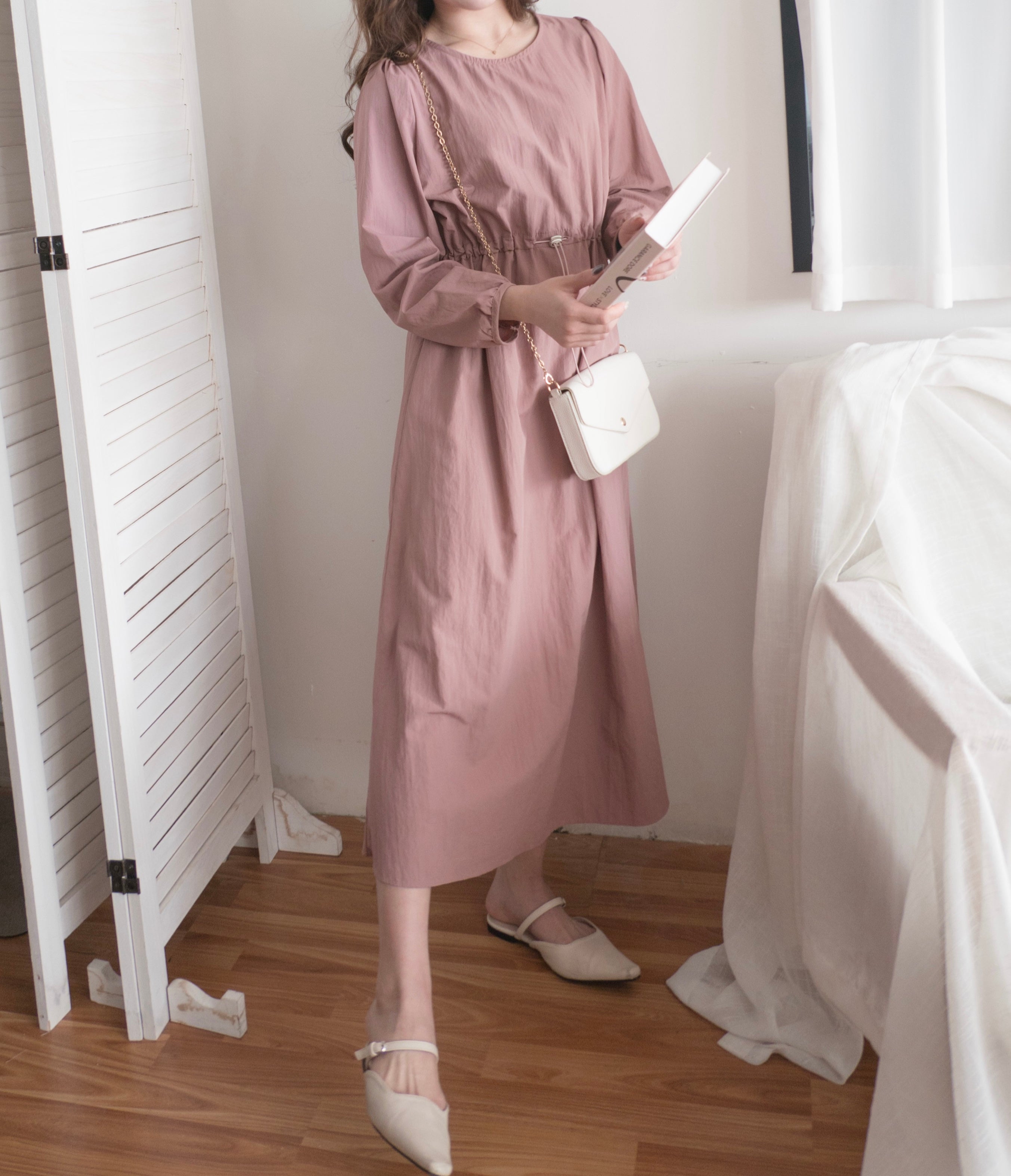Mary Jane 瑪利珍日常防皺彈性自訂橡筋腰連身裙, Dress/ DS9400