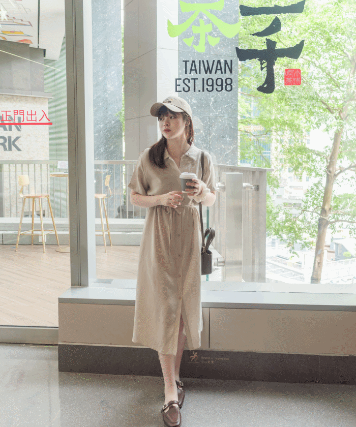 [ 限時重開訂購🕣 ] Casual Elegant 防皺舒適棉質軟領口恤衫連身裙, Dress/ DS9609
