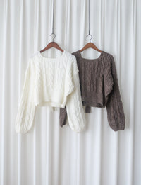 Ribbon Square Knit Top 前後兩穿蝴蝶裝飾針織上衣/ KT8191