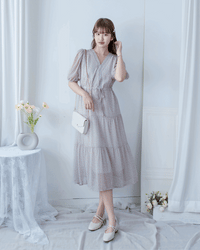 Glass Floral Dress 琉璃光感精緻小碎花連身裙/ DS1099