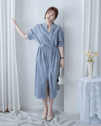 Geometric Dress 幾何領口視覺顯瘦口袋連衣裙/ DS1100 (pre-order black)