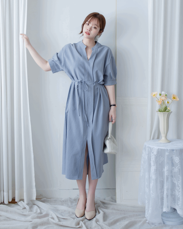 Geometric Dress 幾何領口視覺顯瘦口袋連衣裙/ DS1100 (pre-order black)