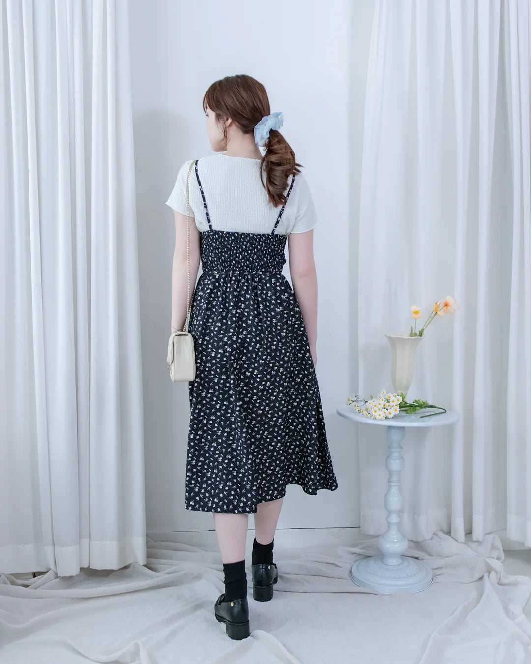 [intent label/intent製]  Waterfloral  Dress 輕盈防皺後彈性橡筋水彩印花連身裙(肩帶可調) / DSA8001