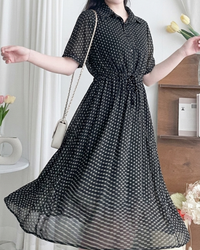 [Intent x Korea label] Rhombus Dress  菱形印花雪紡隨性口袋連身裙/ DS9987