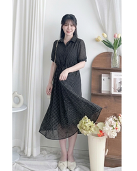 [Intent x Korea label] Rhombus Dress  菱形印花雪紡隨性口袋連身裙/ DS9987