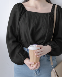 Chiffon Blouse 方領不規則衣身飄逸上衣/ BU9124