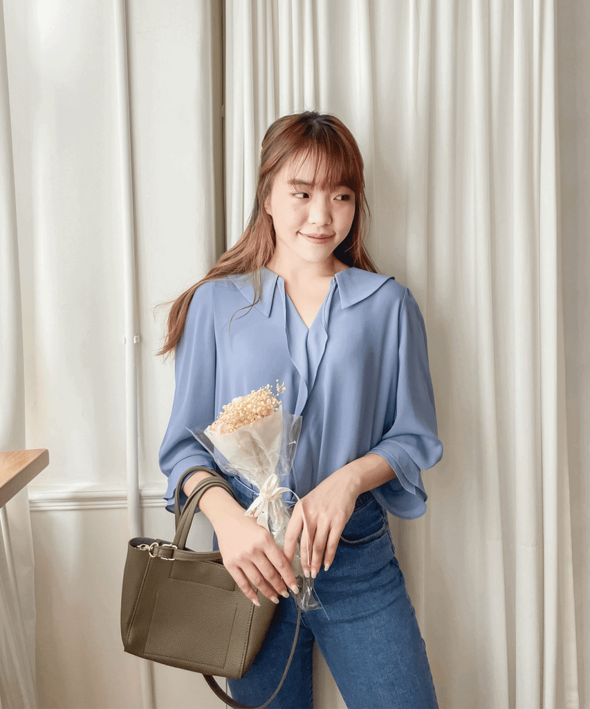 Sophist 垂感立體領口雙層手袖雪紡, Blouse/ BU8961