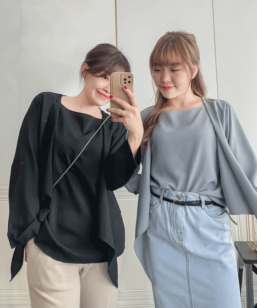 One Piece 氣質假兩件仿套裝上衣, Blouse/ BU8970 (LightSteelBlue sold out)