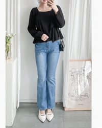 Chiffon Blouse 方領不規則衣身飄逸上衣/ BU9124