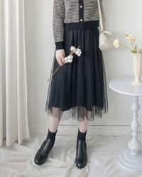 【現貨限量回歸 新增𝔹𝕝𝕒𝕔𝕜 ✨】COCO Dress 優雅千鳥格紋黑色紗裙假兩件連身裙/ DS1033