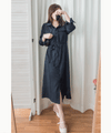 [限量現貨回歸] Navy 微光澤雙口袋修腰知性連身裙或外套, Dress/ DS9324