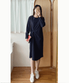 <<✈️𝔽𝔸𝕊𝕋 ℝ𝔼𝕊𝕋𝕆ℂ𝕂 best>> Navy Twist 深藍色側扭紋舒適棉質連身裙, Dress/ DS9356