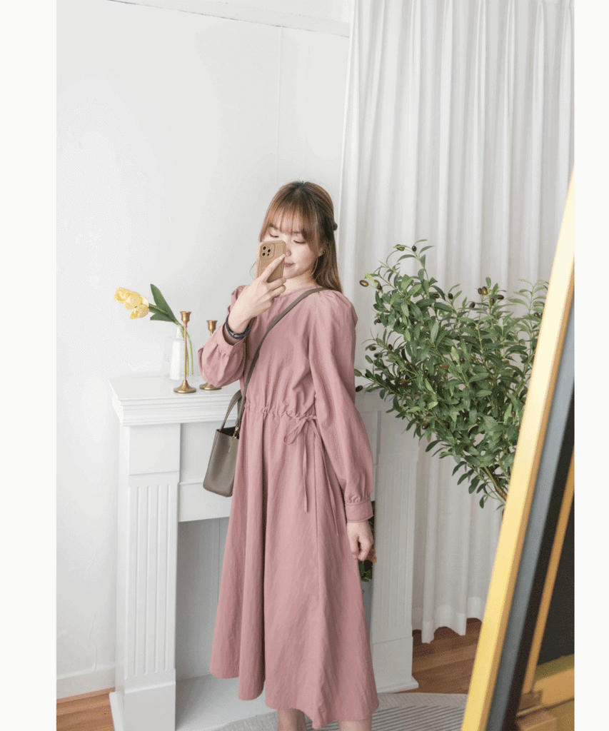 Border Ribbon 車線設計腰側蝴蝶修腰顯瘦連身裙, Dress/ DS9362
