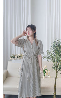 [限量現貨回歸] Stripe Dress 條紋V領連身裙/ DS9931