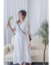 [限量現貨回歸 White］Embriodery Dress V領鏤空刺繡舒適連身裙/ DS9954